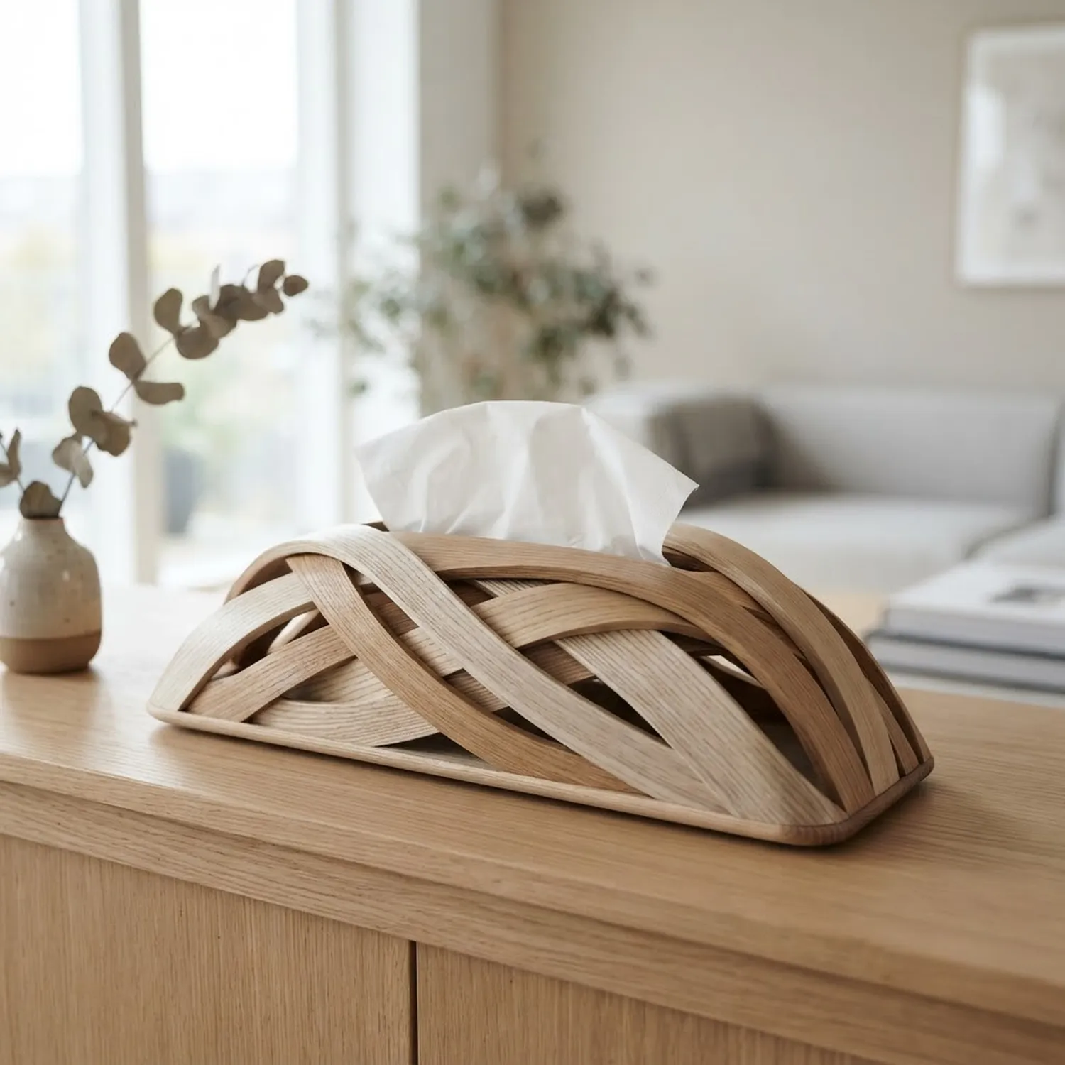 Wooden Copenhagen Ribbon Vault Tissue Box Scandinavian Minimalist Architectural Decor